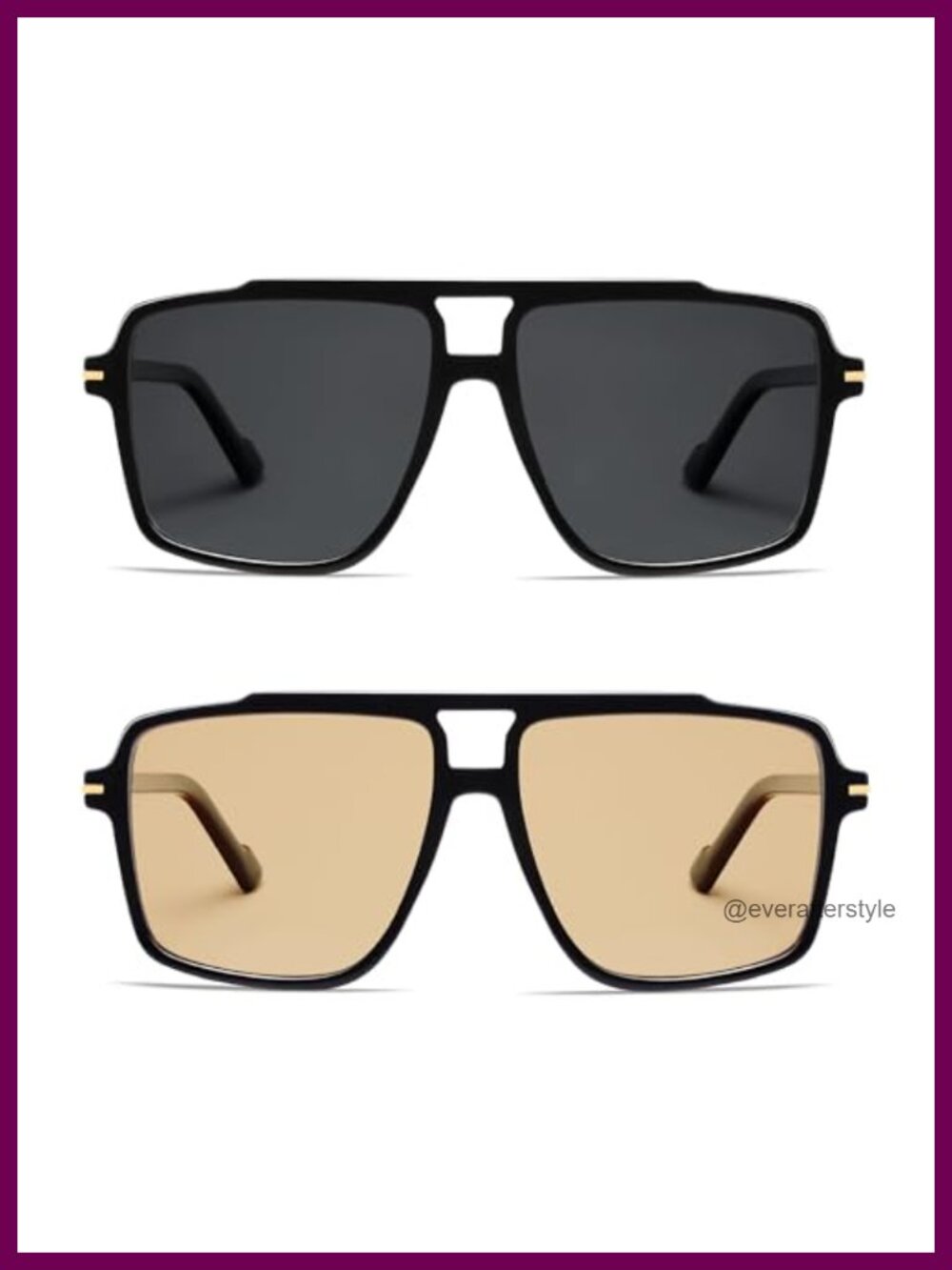 Oversized Square Aviator Polarized Sunglasses UV400 2-Pack